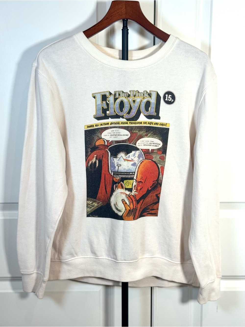 PacSun Pink Floyd Comic Crew Neck Sweatshirt Men's M White Licensed Band Graphic